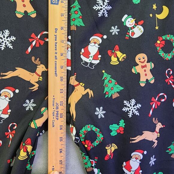 NWT NOBO Leggings JRs XXXL 21 Christmas Print High Waist Faux Fur Lined Black - Picture 6 of 10